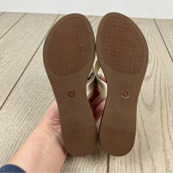 Tory Burch Benton Metallic Leather Thong Flip Flop Sandals 5M Spark Gold $249 - Picture 9 of 9